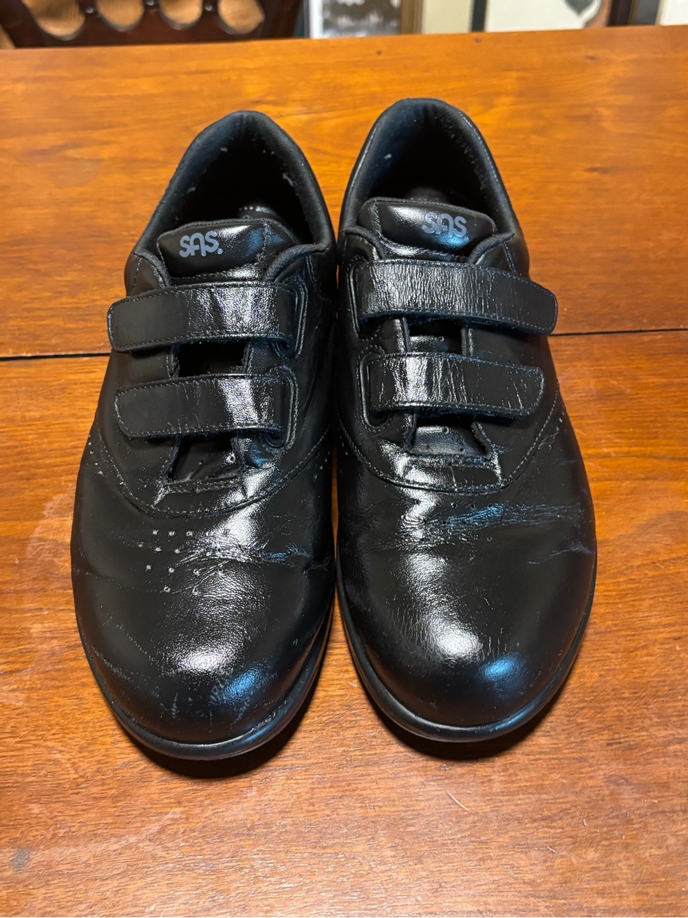 SAS Women’s Me Too Adjustable Comfort  Black Leather Size 8.5 W